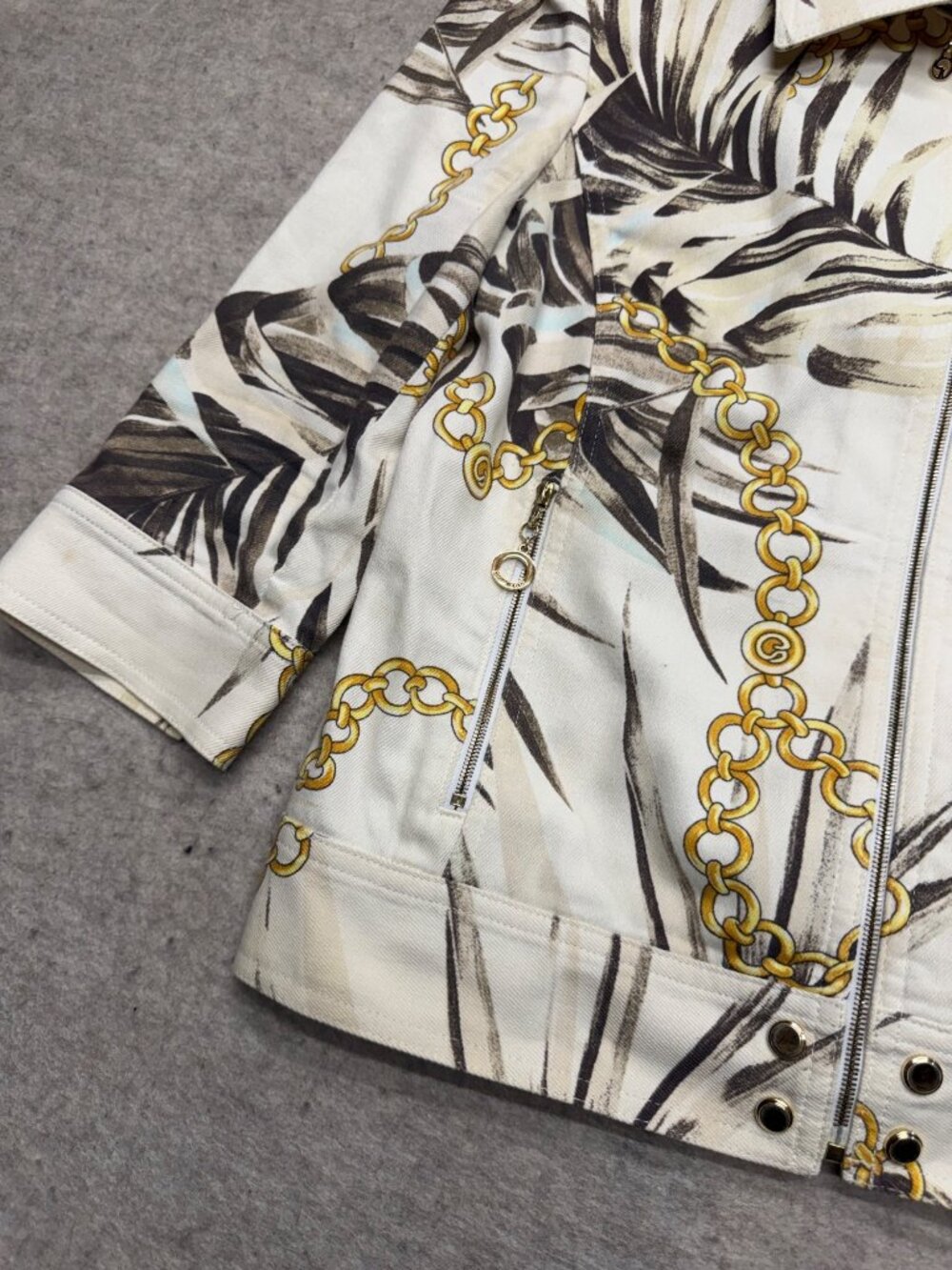 St. John Sport By Marie Gray Canvas Tropical Zip Up Jacket Size Petite - Picture 3 of 10
